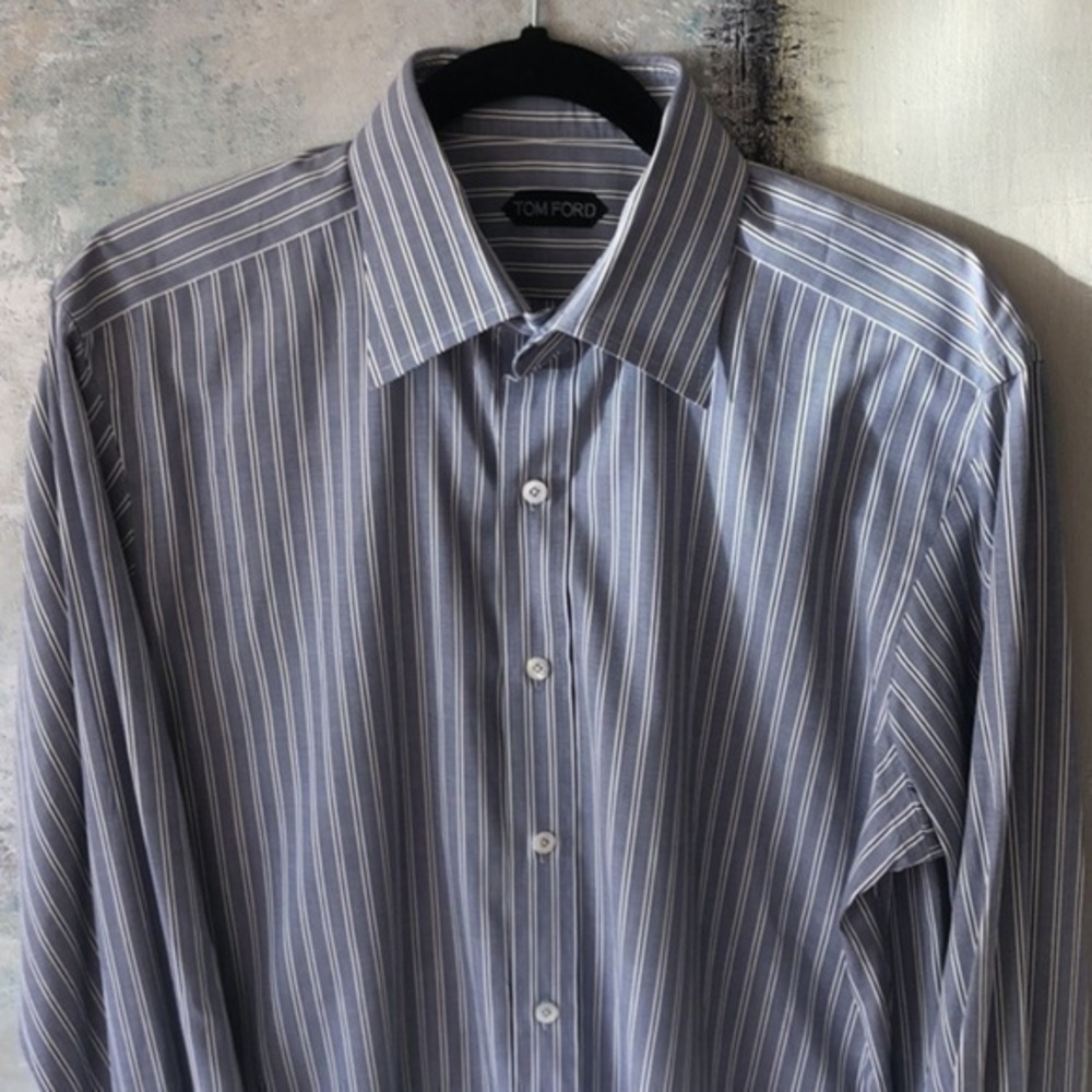 TOM FORD Elegant Blue and White Striped Dress Shirt
